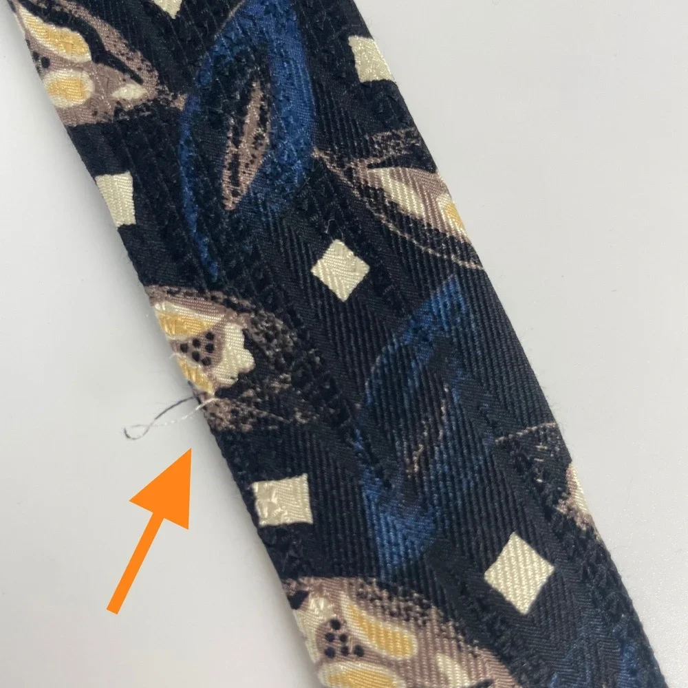Vintage Robert Talbott Studio Nordstrom Extra Long Silk Tie Black Blue Abstract